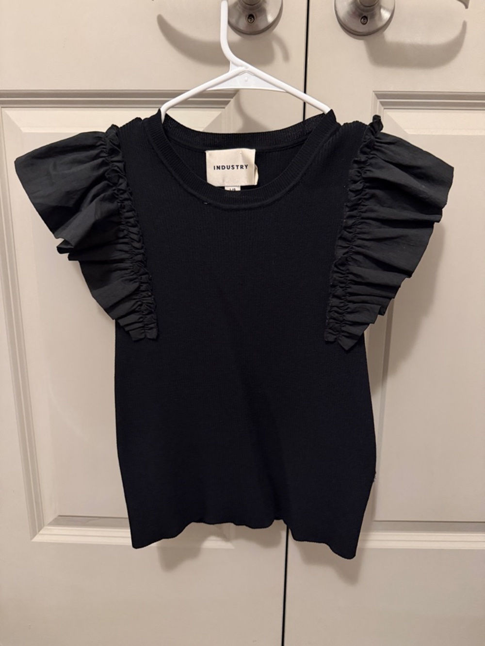 Black Ruffle-Sleeve Tank Top